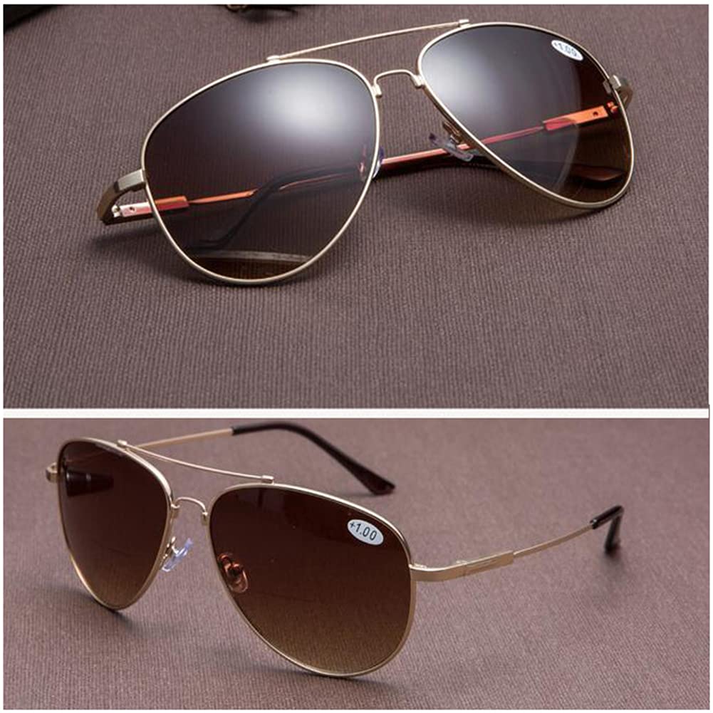 TBHOME Anti-Uv-Sonne-Lesebrille, Bifokal Weit Und In Der Nähe Von Doppelgebrauch-Lesebrillen, Lesebrille Im Freien, Leichtes Gewicht/Gold/1
