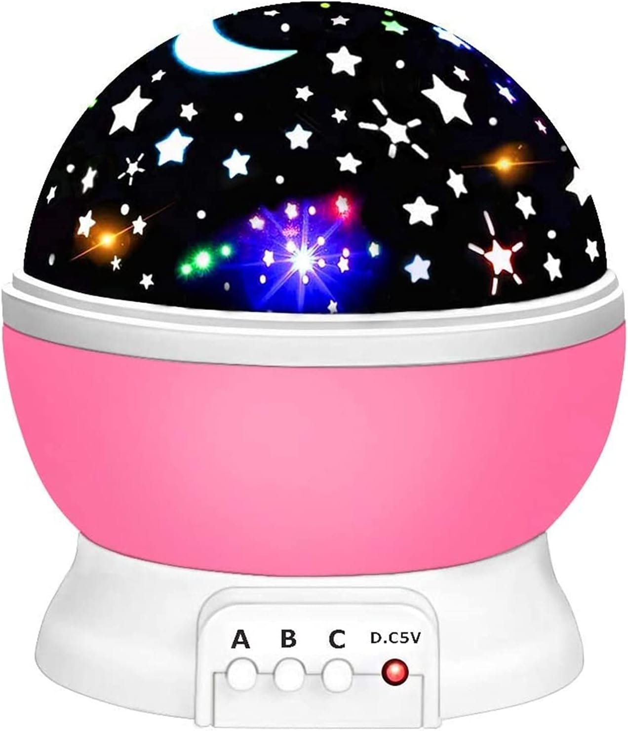 eWINNER 4 LED Bead 360 Degree Romantic Room Rotating Cosmos Sun And Star Lighting Lamp 59in USB Cable for Kid's Bedroom (Pink)
