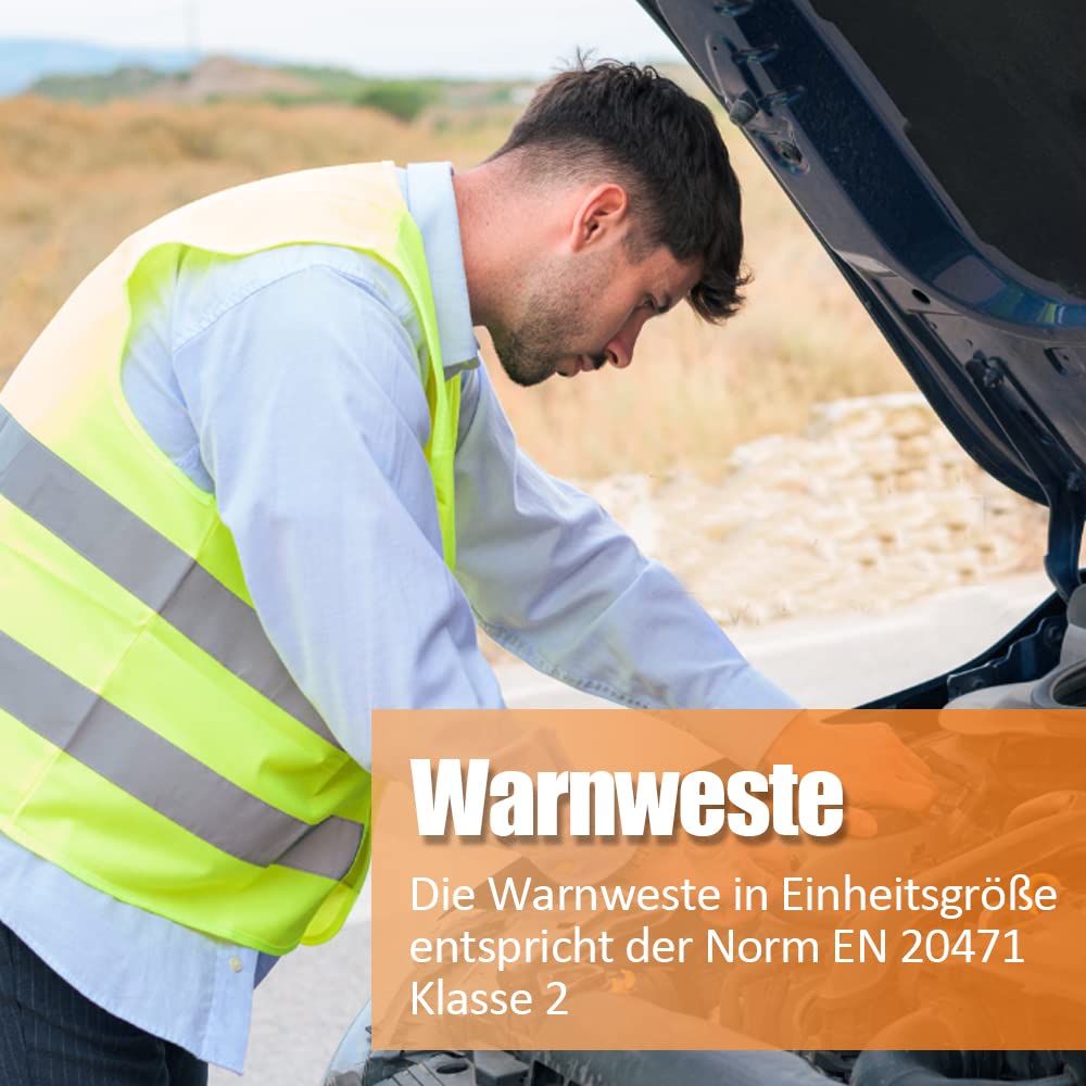 NEWGO Trousse de premiers secours pour voiture conforme à la norme actuelle 2025 [conforme à la norme européenne] Boîte de premiers secours DIN 13164 avec gilet de sécurité, triangle de signalisation