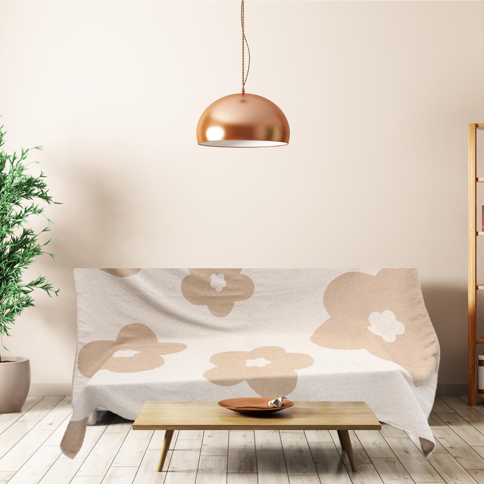 ibasenice Couverture de Canapé Beige en Fil Chenille, Légère et Résistante