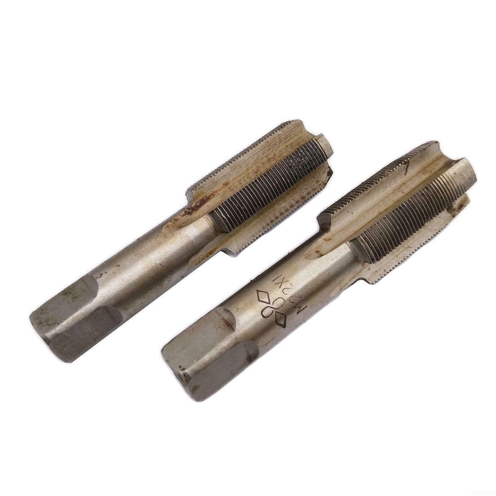 Zestaw gwintowników i narzynek, gwintownik i narzynki okrągłe, stal szybkotnąca, 2 szt., gwintownik stożkowy M22 x 1 mm i narzynka M22 x 1 mm, gwint metryczny prawy