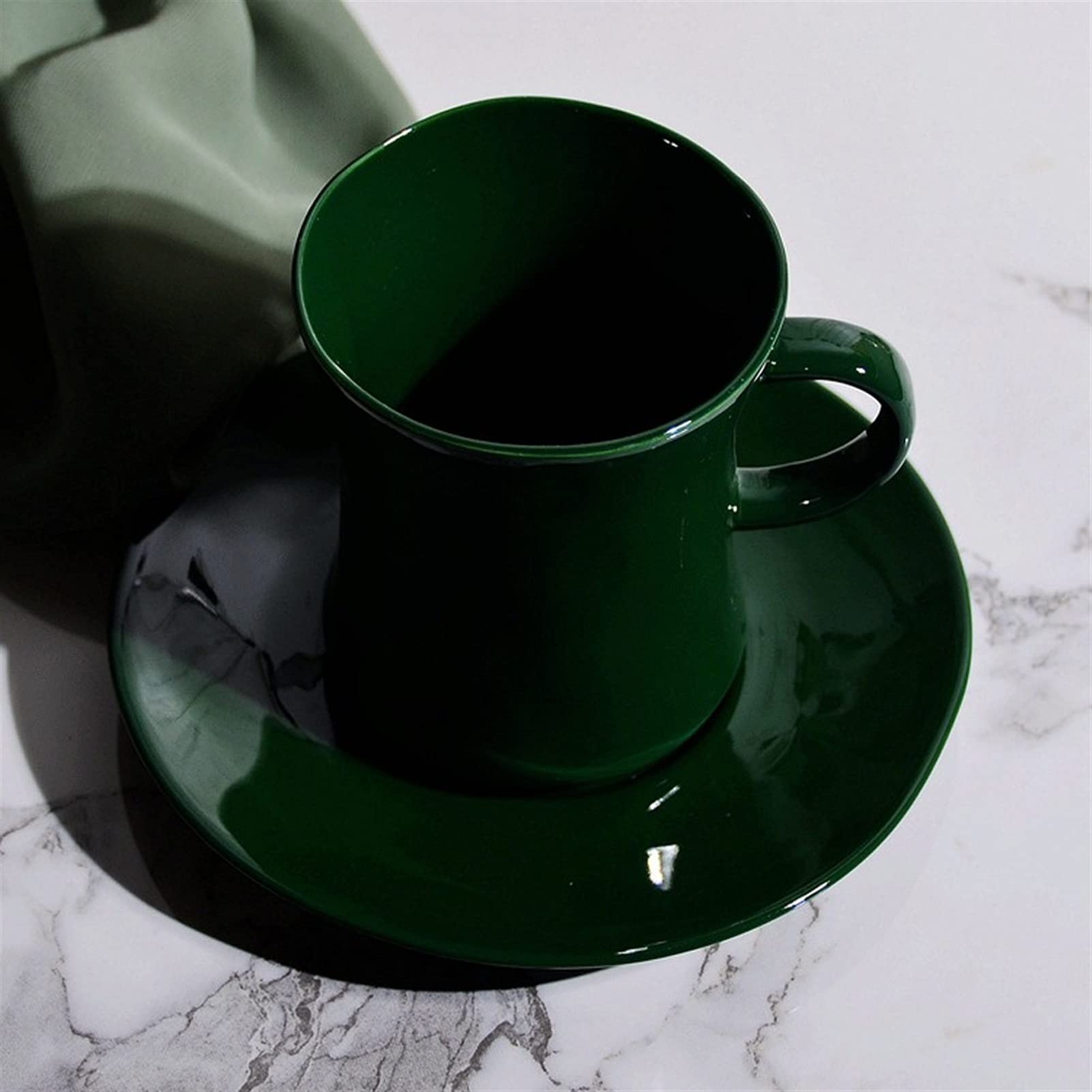 Juego de Taza y platillo de café de Porcelana, 320 ml (10,82 oz), Taza de Leche Verde, Taza de Coco con asa, Taza de té, Vasos para Bebidas, Vasos para Fiestas y Bebidas Calientes.