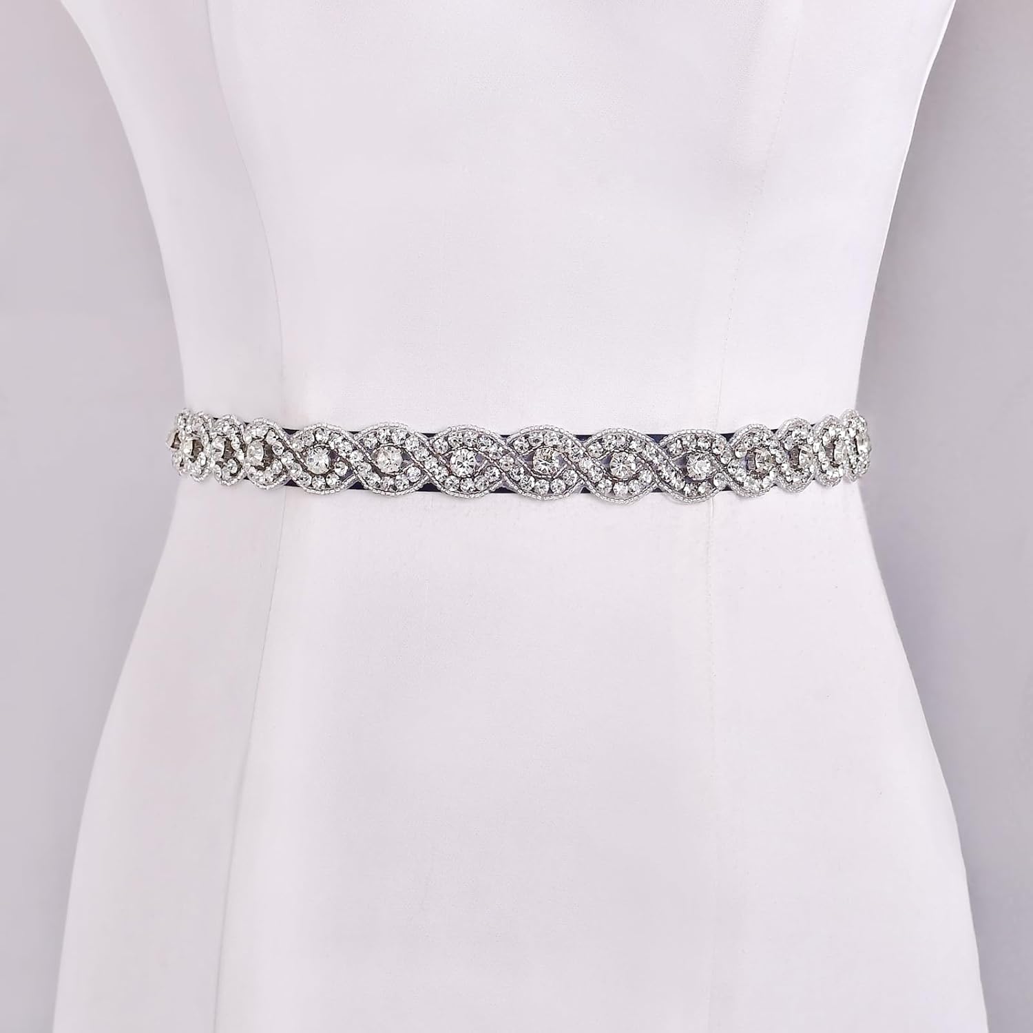 High End Rhinestone Black Satin Belt Plus Size Bridesmaid Wedding Dress Sparkling Accessories Handmade - Image 8