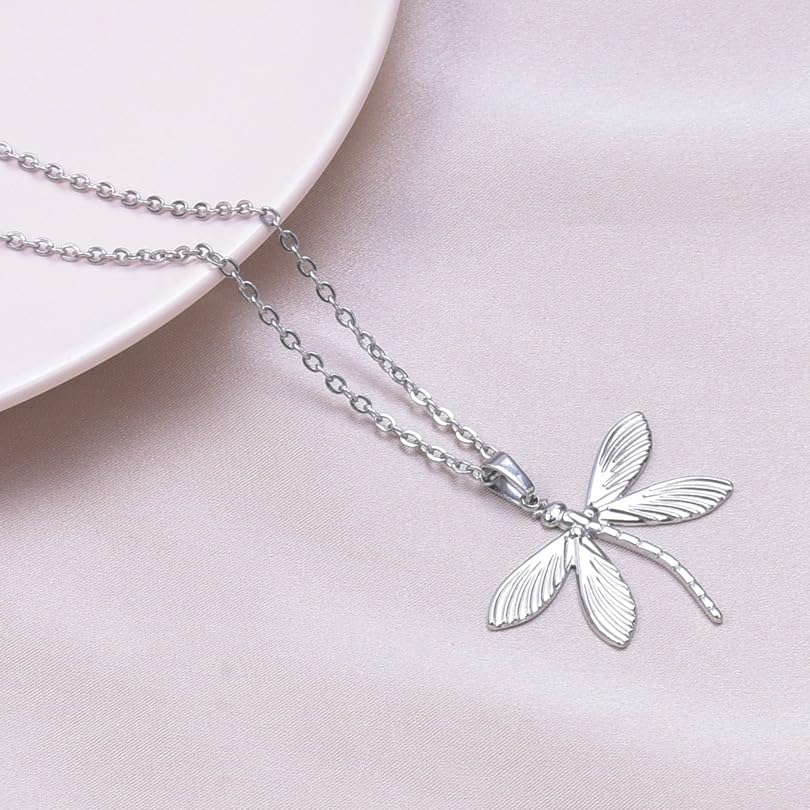 Jude Jewelers Stainless Steel Dragonfly Style Holiday Cocktail Party Statement School Class Pendant Necklace3