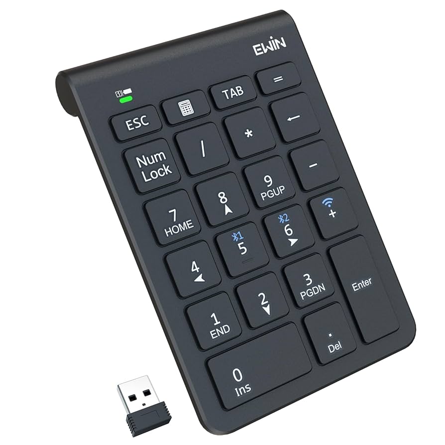 Amazon | Ewin テンキー Bluetooth/ 2.4G接続 numlock非連動 3台