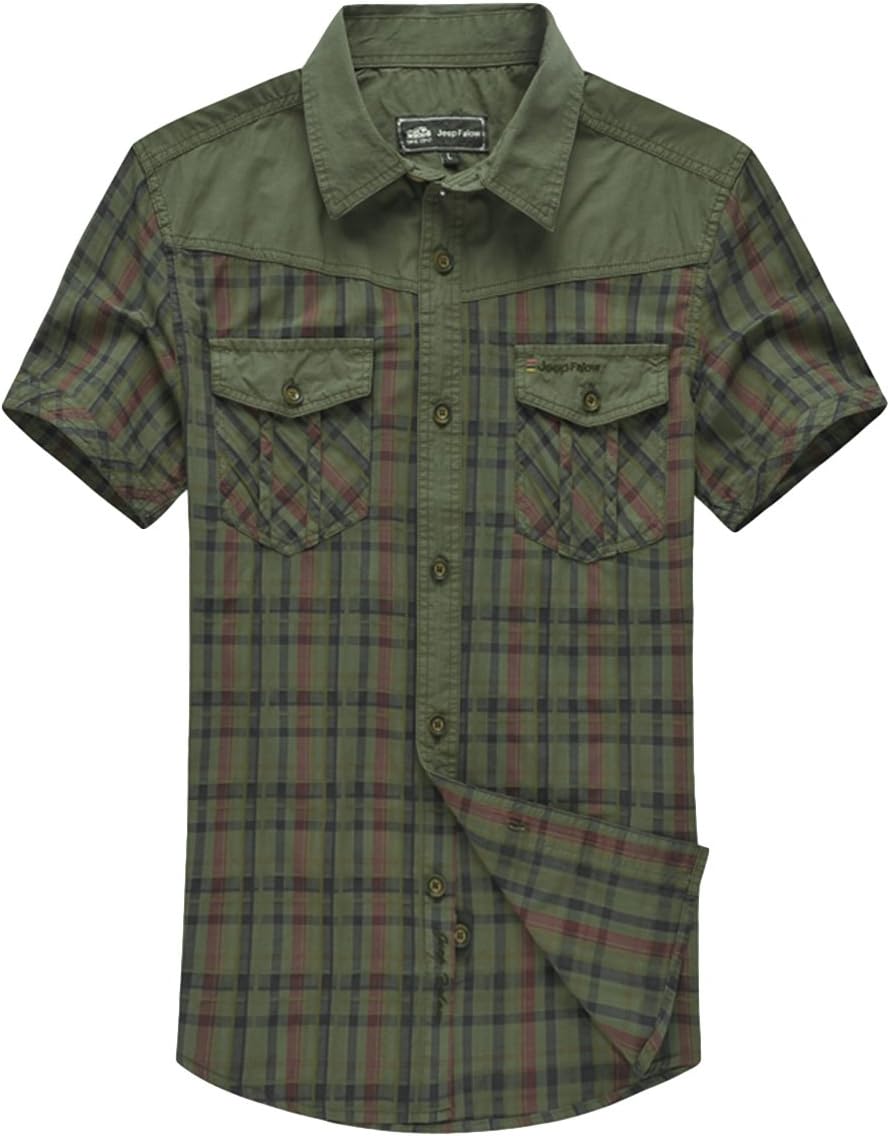 JP.Arrive Men's Stylish Washed Comfort Outdoor Casual Shirts Red L