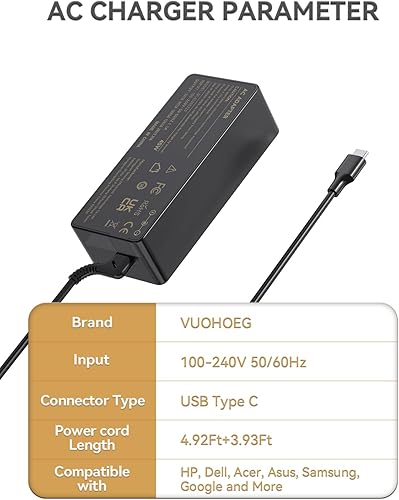 Miniatura 2 de Cargador USB-C Chromebook de 45 W para HP Lenovo Acer Asus Dell Samsung Google Chromebook Adaptador de corriente de carga rápida - 45 W
