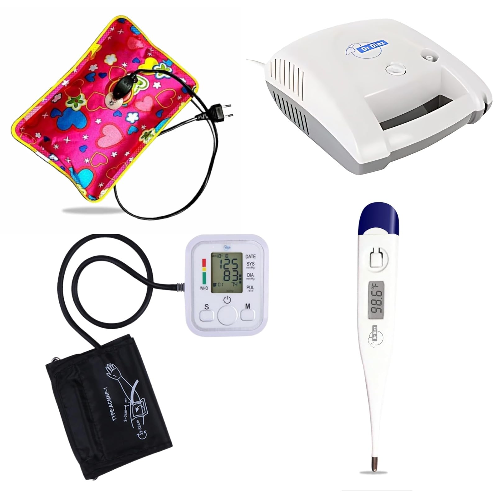 Dr Diaz Combo listing of Blood Monitor machine with cuff | Hot water bag | Digital Thermometer| Super Nebulizer-image-12
