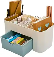 Organizador Maquiagem Cosméticos Escritório Mesa Porta Treco Caneta Multiuso Gaveta (Azul)