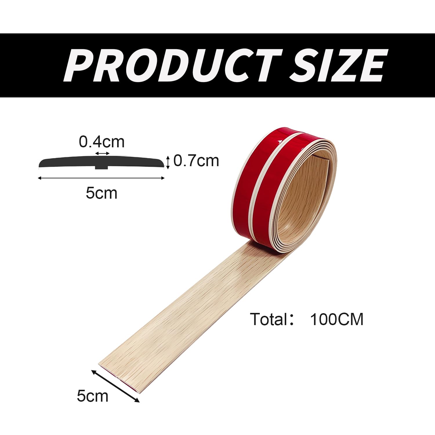 Profil przejściowy samoprzylepny, profil T, listwa przejściowa podłoga 5 cm x 100 cm, PCW w kształcie litery T, silikonowa listwa odporna na zużycie, do progów drzwi i podłóg łączących płytki