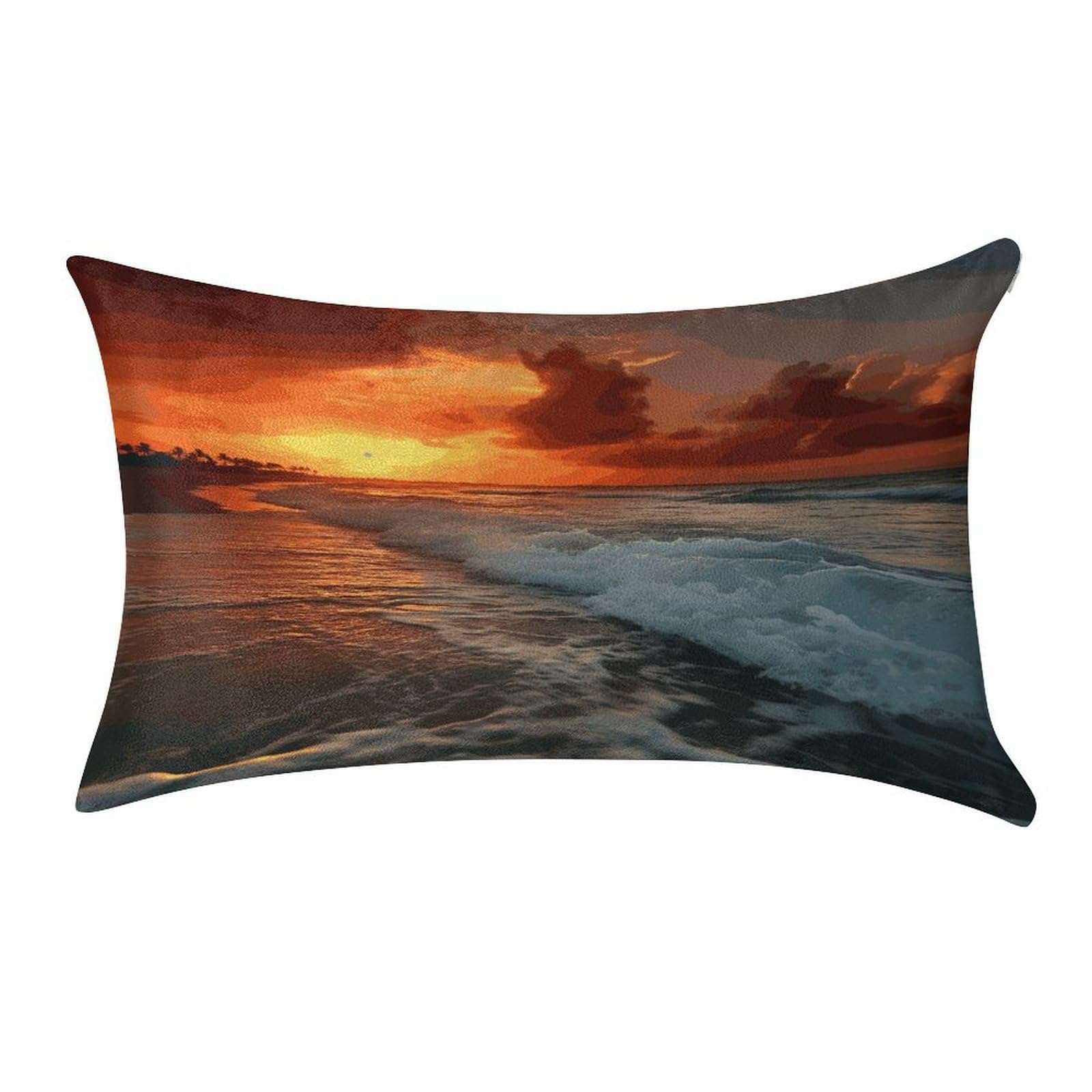 LDGSUPH The Beach Sunset Velvet Throw Pillow Covers Cozy Pillow Shams Pillowcases Detachable Pillow Cases Soft Cushion Cover with Zipper for Sofa Car Bed Pillow Protectors 12 "×20 "
