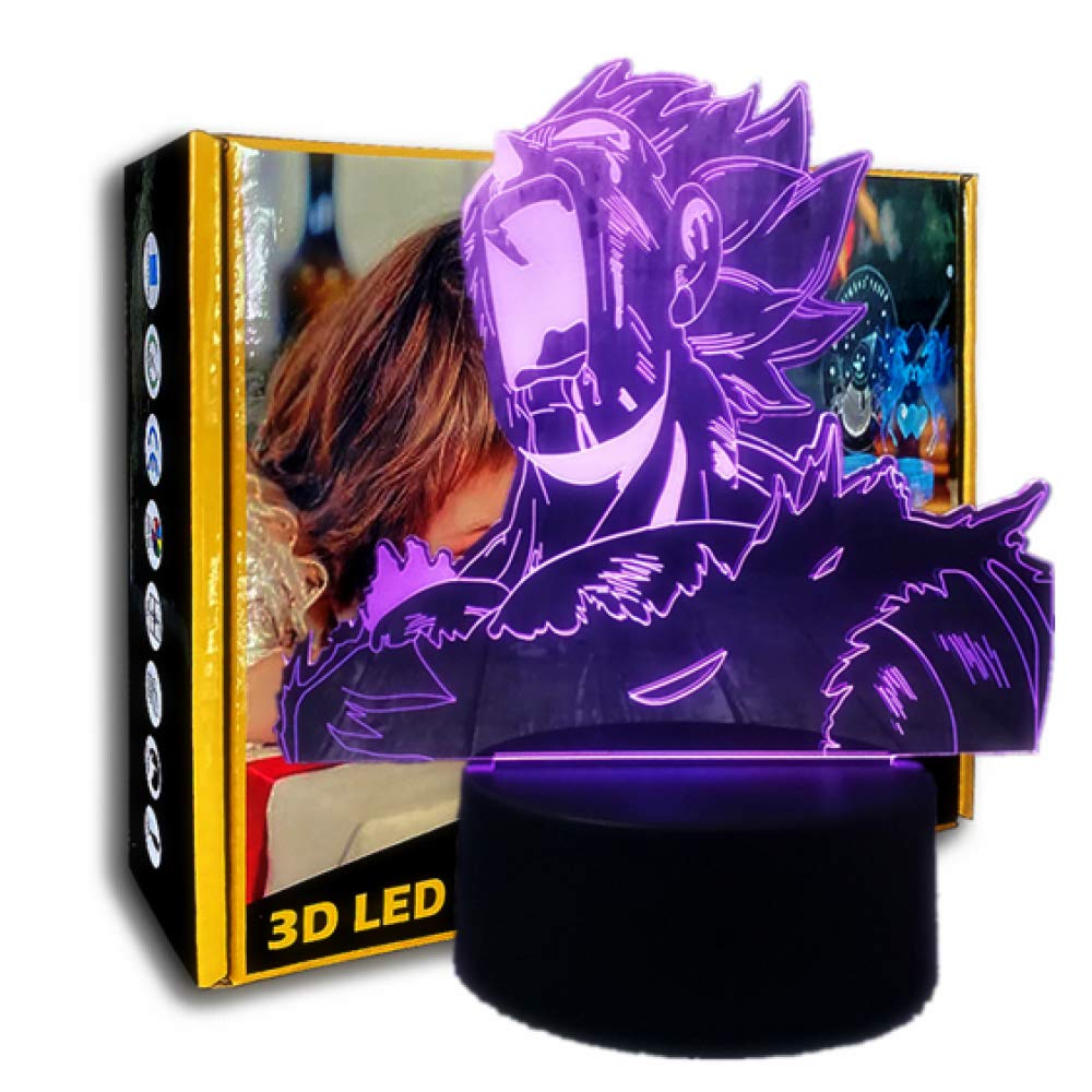 KangYD 3D Night Light Saiyan Goku Shout, Dragon Ball LED Illusion Lamp, Bedroom Lamp, Sleeping Lamp, Lover Gift, Optical Illusion Lamp, Illusion Lamp, C - Remote Black Base（7 Color）
