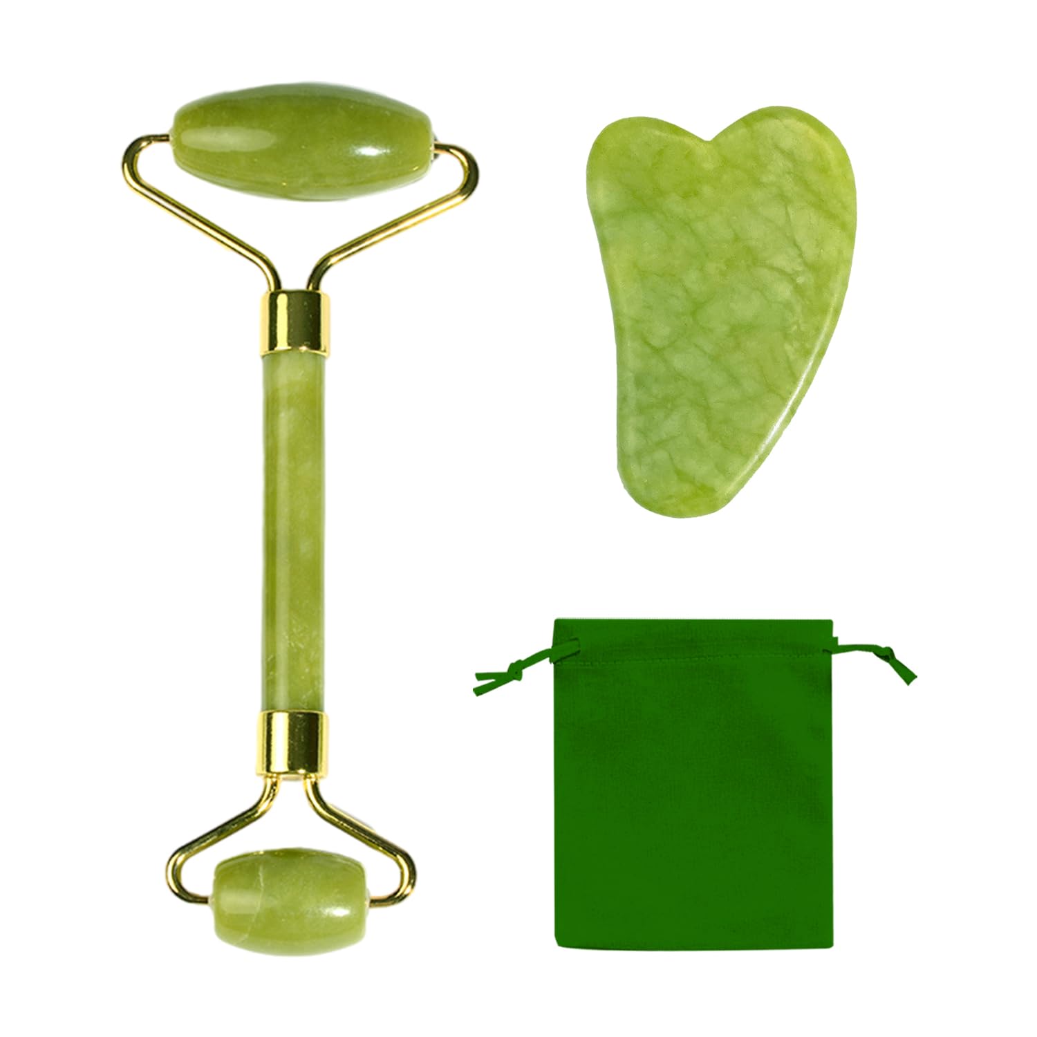 1 rodillo facial, 1 hoja de jade gua sha, juego de rodillo de jade Gua Sha, rodillo facial, alivio de líneas finas y arrugas, dispositivo de cuidado de la piel, masajeador facial, masajeador Gua Sha