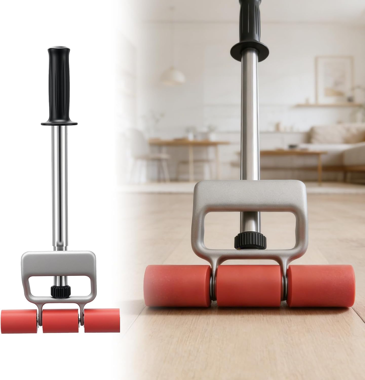 Rubber Roller 17.5-27 Adjustable j Roller Pressure Tool Heavy Duty Floor Roller Save Effort Laminate Roller No Installation Required Vinyl Roller Tool Remove Air Seam Roller for Laminate,Wallpaper