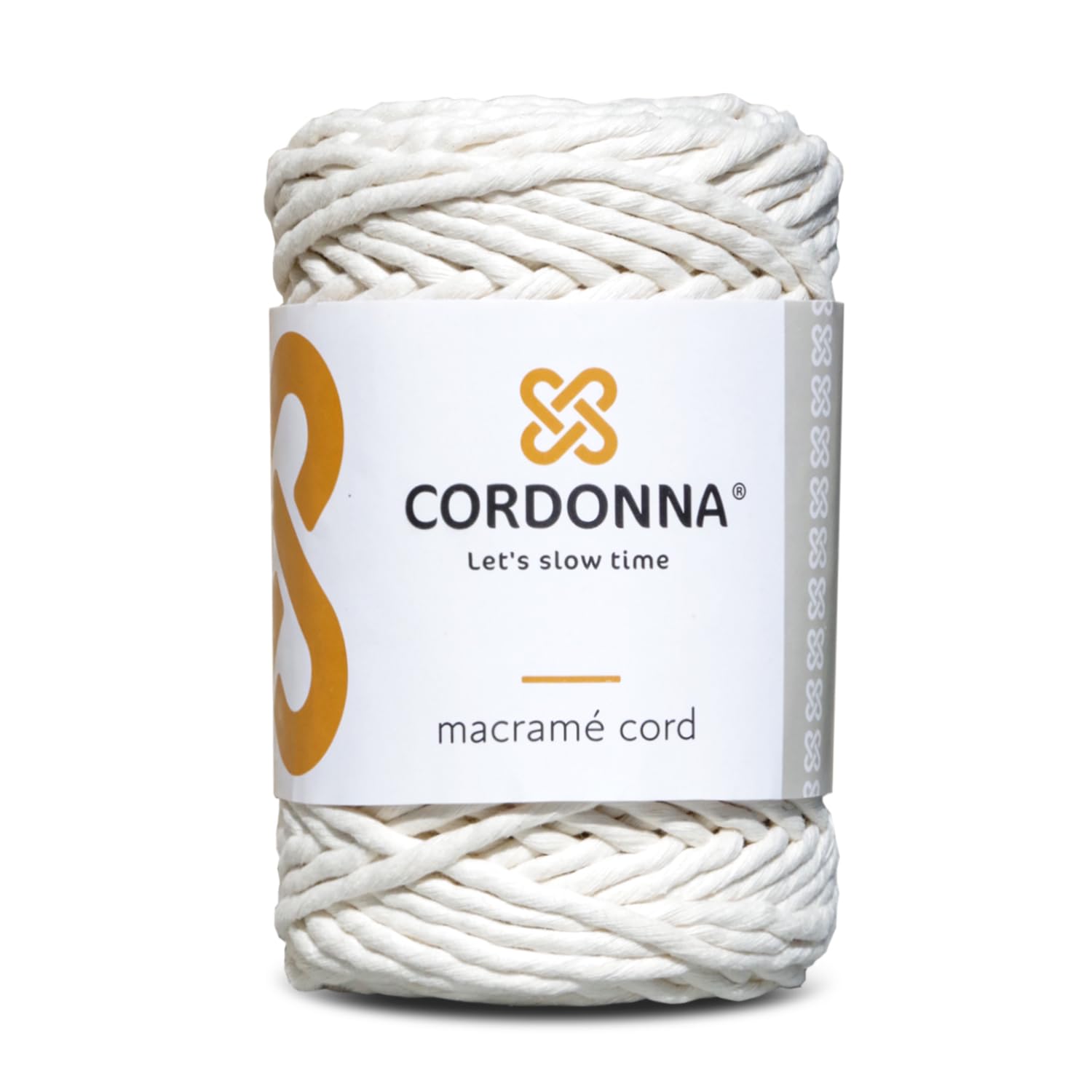 5mm Macrame Cord Cotton with 80 Threads | 100m Twisted Macrame Twine for Crafts | Colored Cotton Rope String for Crafts, Wall Hanging and Plant Hangers | Macrame Supplies | Cordonna | Ecru