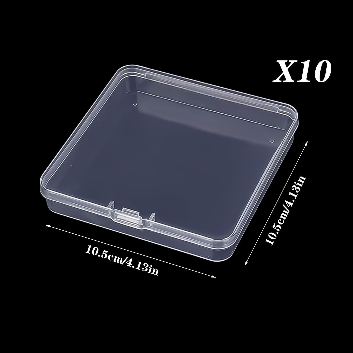 Prmape Pack of 10 Storage Boxes with Lid, Large, 10.5 x 10.5 x 1.8 cm, Rectangular Empty Mini Storage Box - Image 2