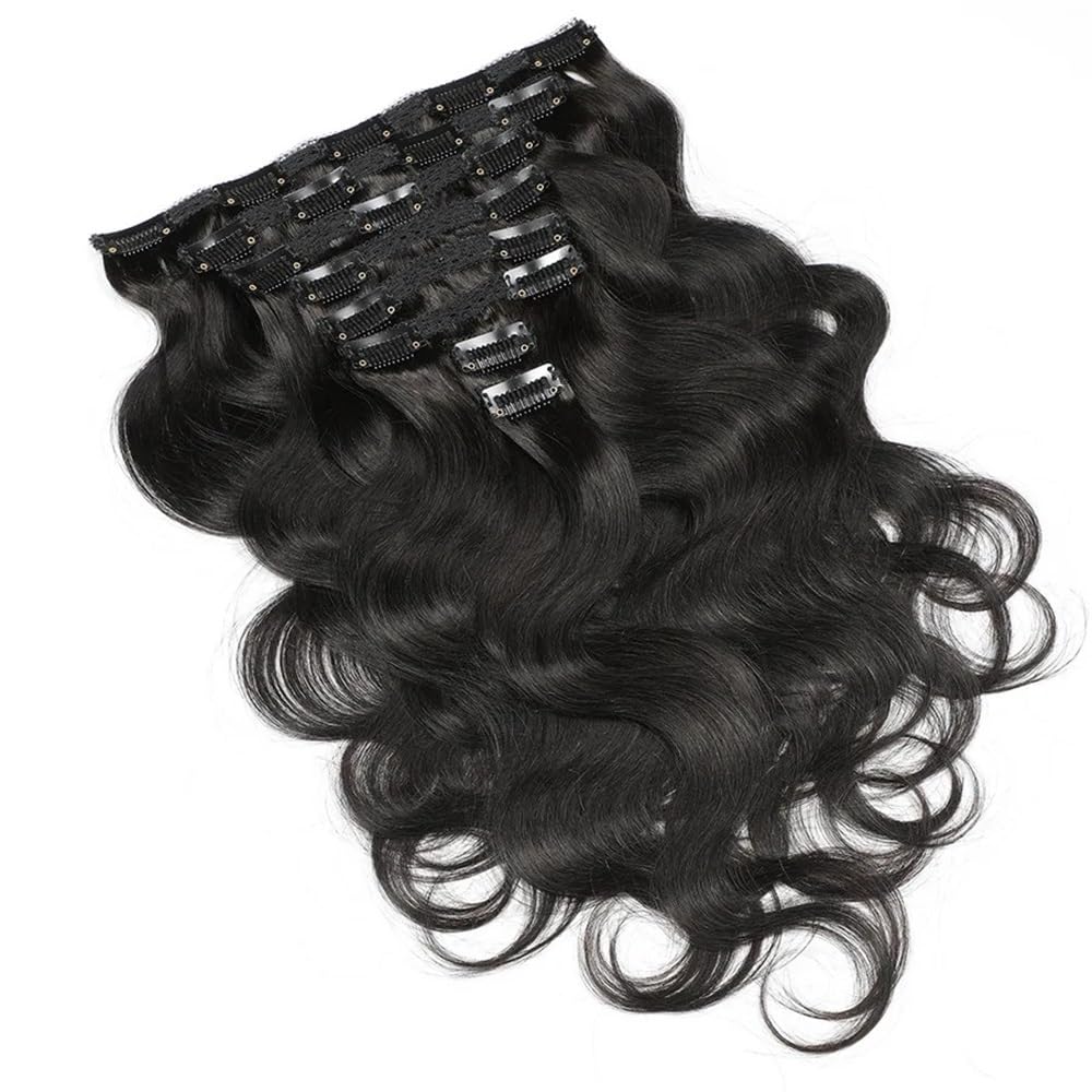 Przedłużanie włosów Body Wave Clip-in Hair Extensions prawdziwe włosy 120g/zestaw brazylijski Remy Virgin 100% #1B Invisible (8 cali)