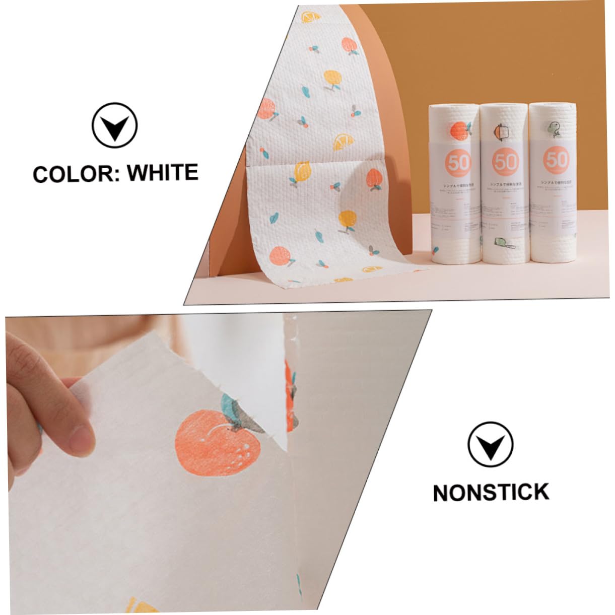 POPETPOP 4rotoli Strofinacci USA e Getta Biodegradabili Pulizia Cucina e Finestre Flessibili e Resistenti per Mobili e Banconi