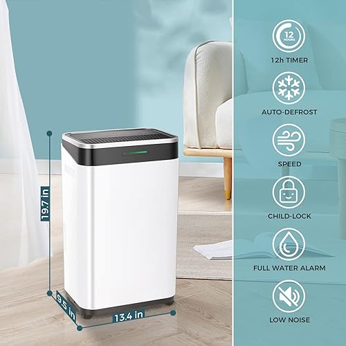 Miniatura 5 de ZAFRO Deshumidificador de 3500 pies cuadrados y 45 pintas para habitación grande hogar y sótano con manguera de drenaje deshumidificador con drenaje