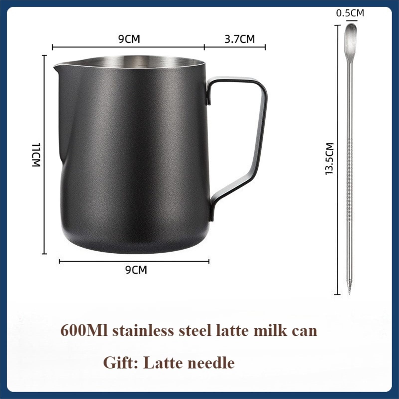 Milchschaum Kanne 350 ml / 600 Milchaufschäumkännchen aus Edelstahl for professionelle Baristas(BM-B-600ML)