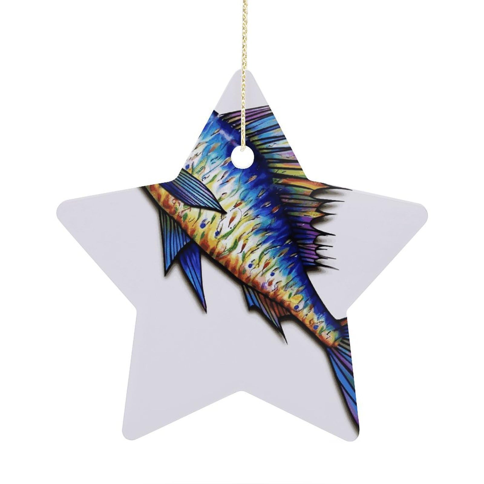 Fodpand Women's Style Fish Art Ornament With String, Keepsake Hanging Decorations,Ceramic Ornaments For Men Indoor Home Holiday Party Gifts