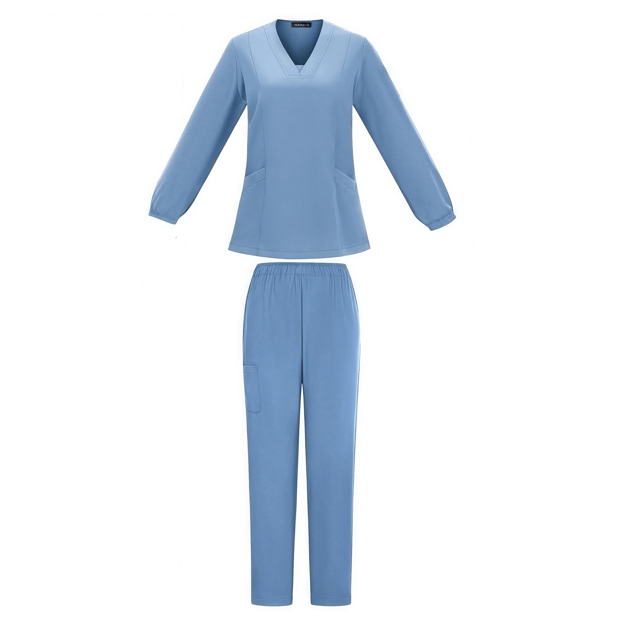 Uniforme quirúrgico for Mujer, otoño Invierno, Color sólido, Cuello en V, Manga Larga, Blusa de Enfermera, Ropa de Trabajo for salón de Belleza, Top + Pantalones, Ropa(Rose,XXL)