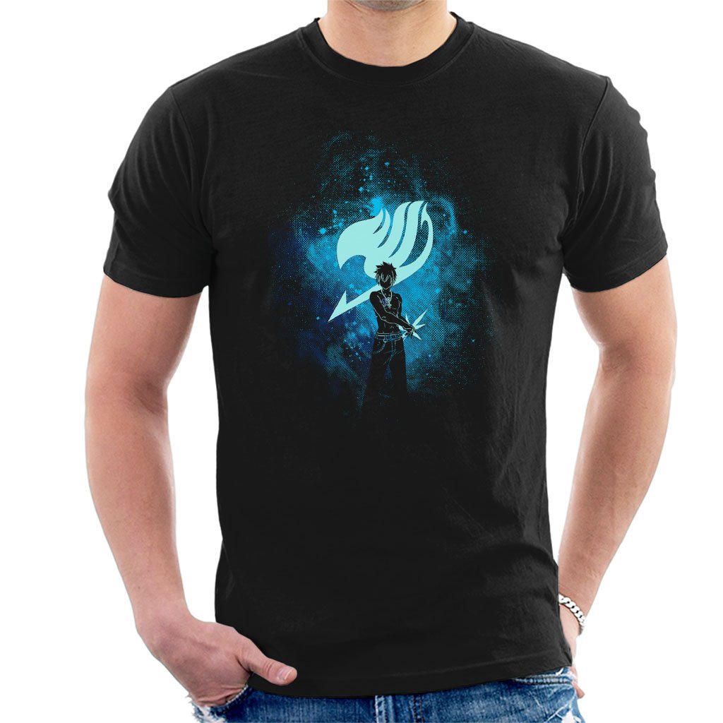 Cloud City 7 Men's Black Fairy Tail Gray Fullbuster Silhouette T-Shirt