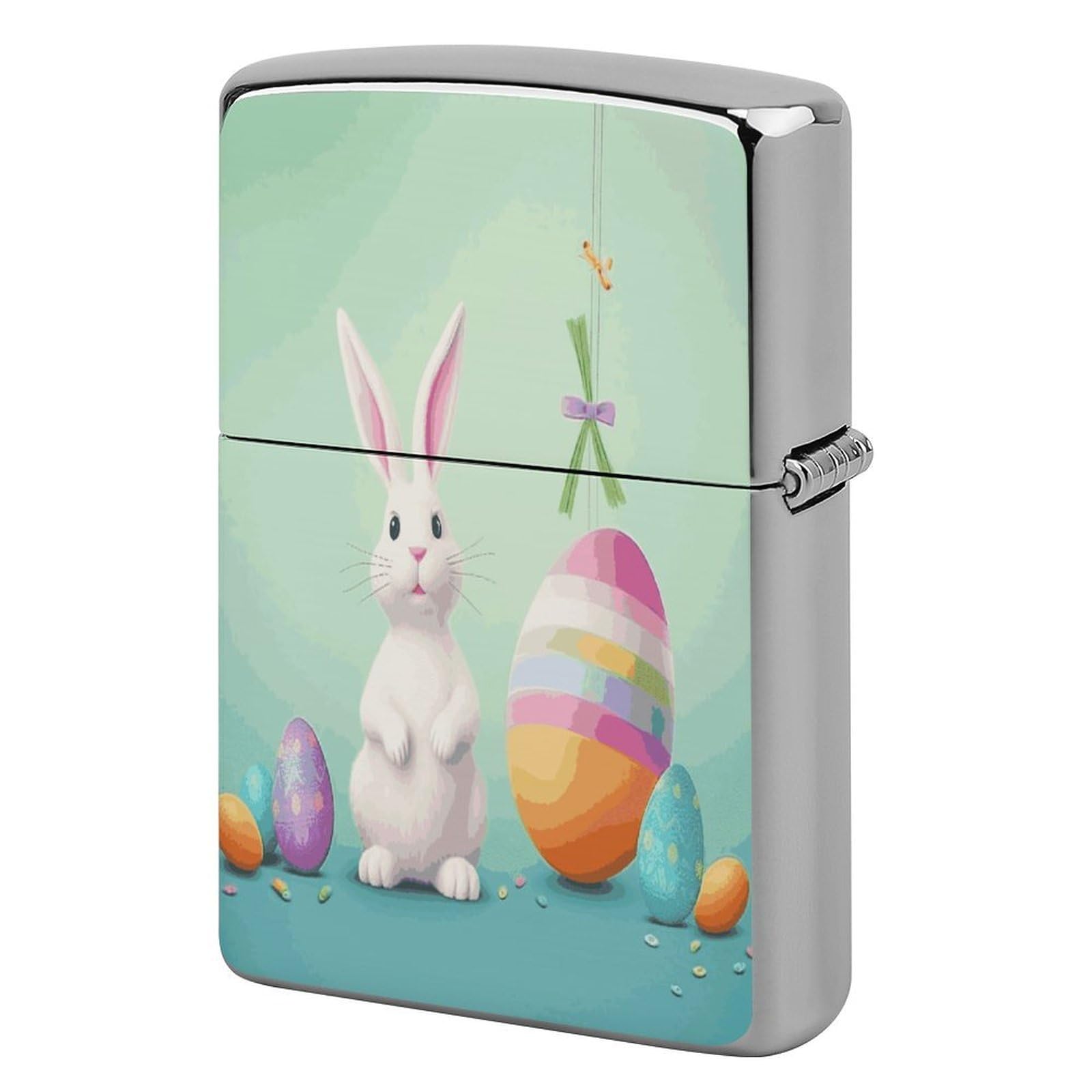 Btcowzrv Style Happy Easter Egg Rabbit Metal Lighter Case Sleeve Cover Holder