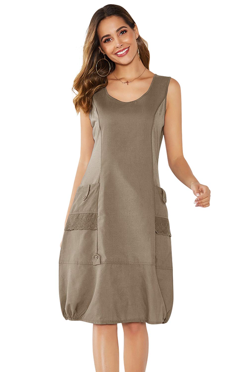 Yidarton Damen Kleider Strand Elegant Casual A-Linie Kleid Ärmellos Sommerkleider
