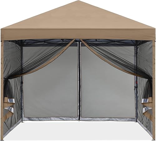 MASTERCANOPY Toldo desplegable para exteriores con paredes de malla (10 x 10 pulgadas, caqui)