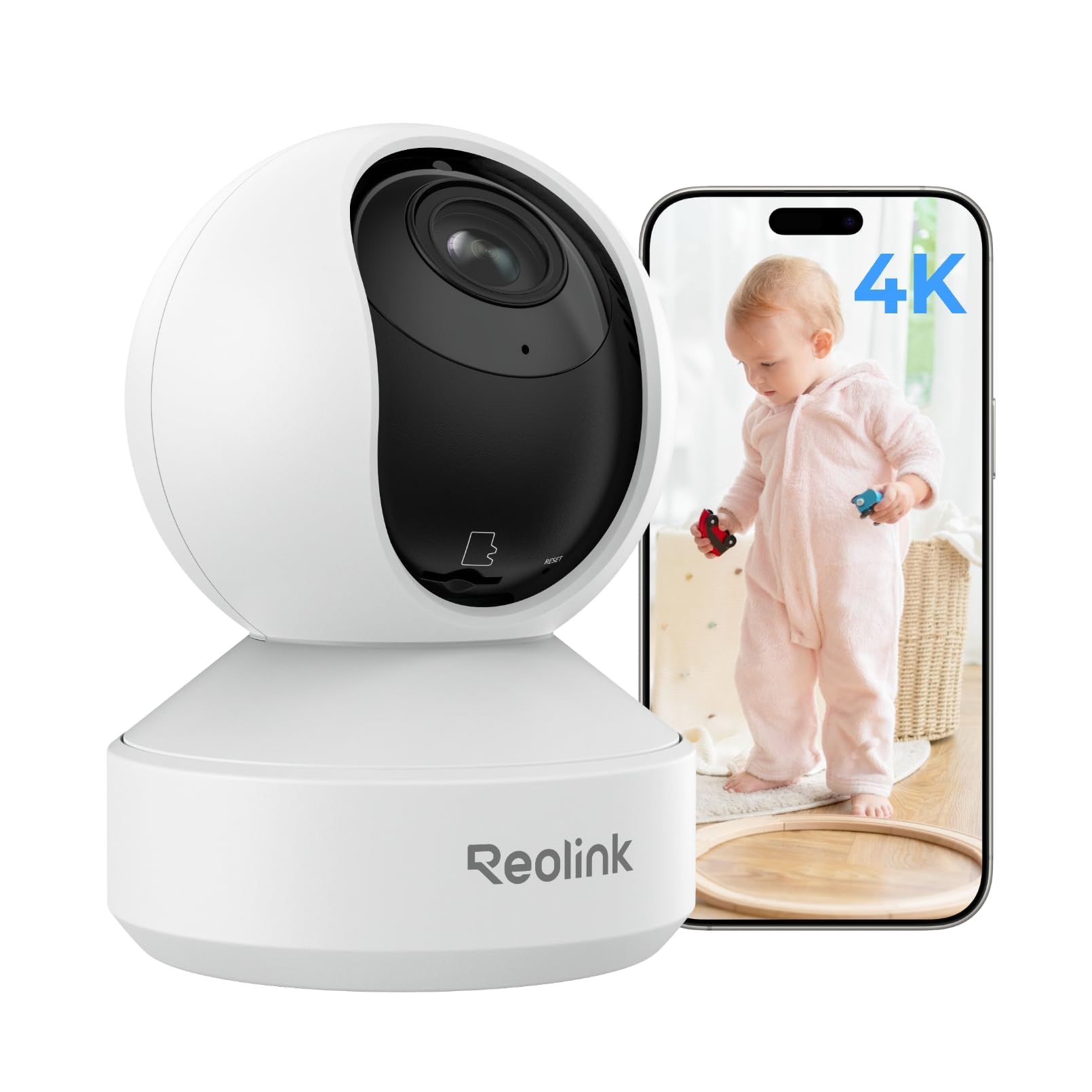 Reolink 4K Indoor Security Camera for Home, 360° Pan Tilt Auto Tracking CCTV Camera Wireless, Smart Motion & Baby Crying Detection, 2-Way Audio, Night Vision, 2.4G&5Ghz WiFi, 3x Zoom with App, E1 Zoom