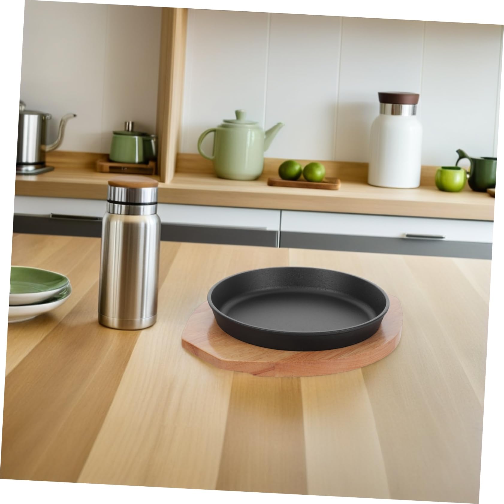 Homoyoyo Placa de Parrilla Teppanyaki Redonda de Hierro Fundido Plancha para Carne y Barbacoa Fácil de Limpiar para Fiestas Familiares