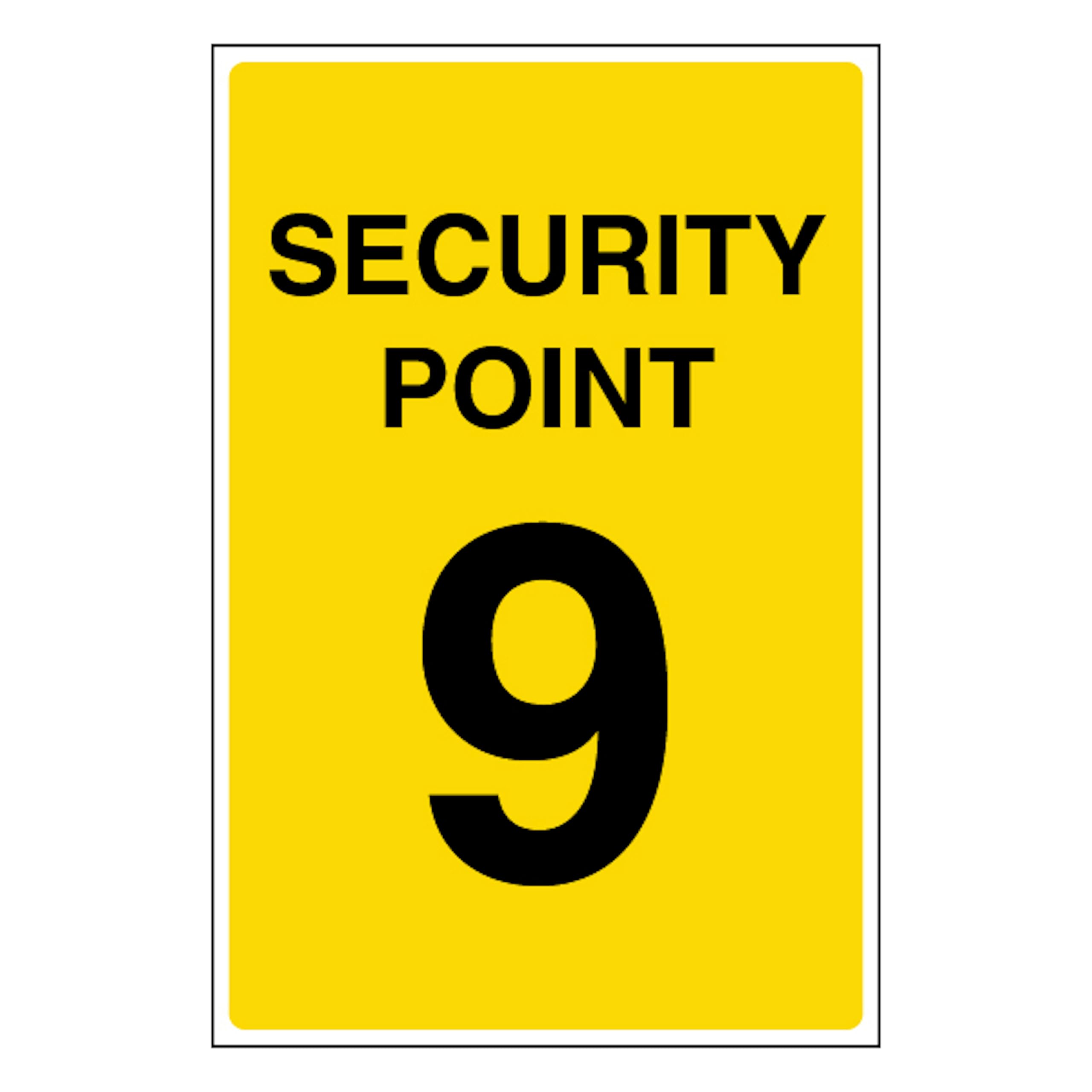 V Safety Security Point 9 100 x 150 mm - 1mm Rigid Plastic