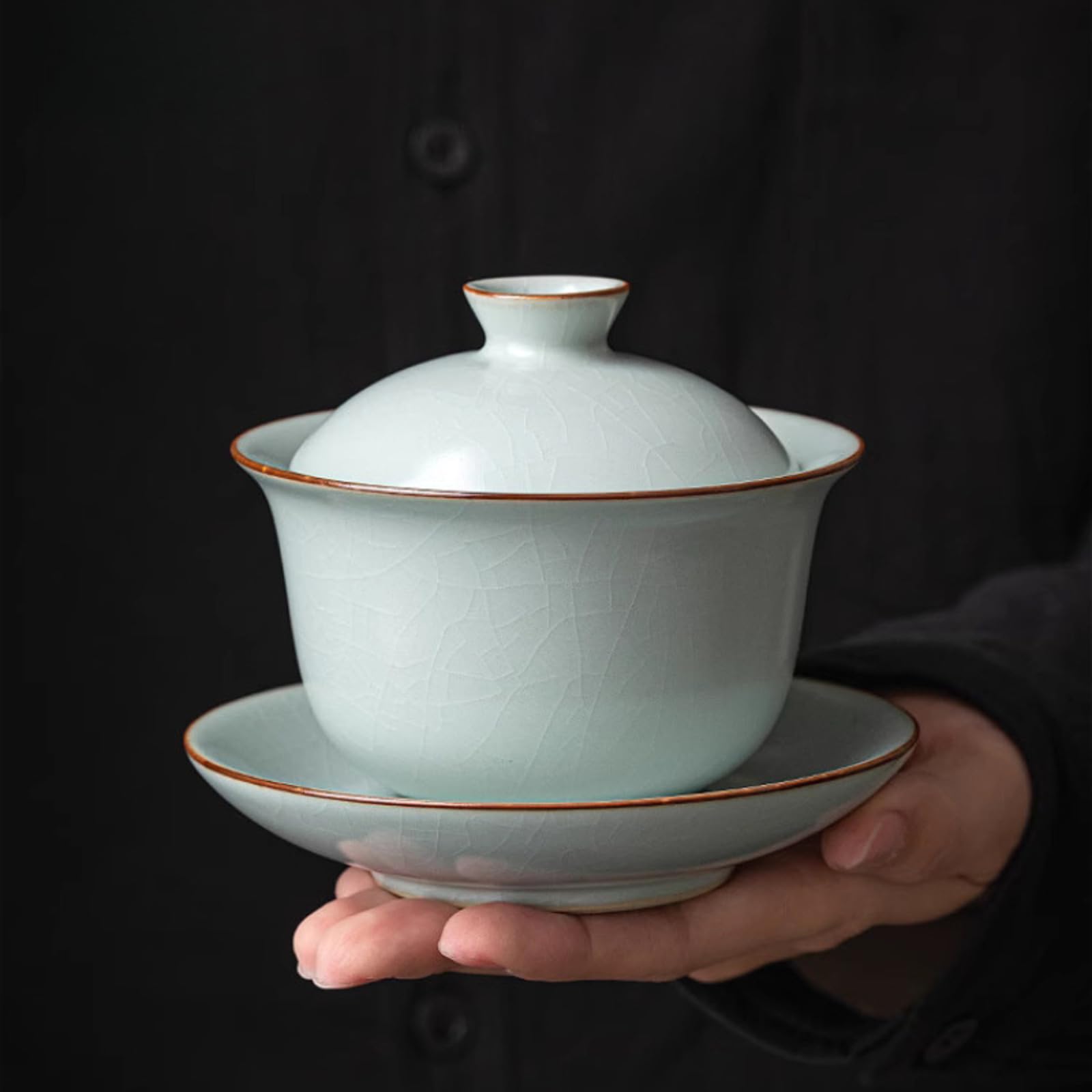Gaiwan cyan clair Ruyao l'art du bol à thé Kungfu traditionnel