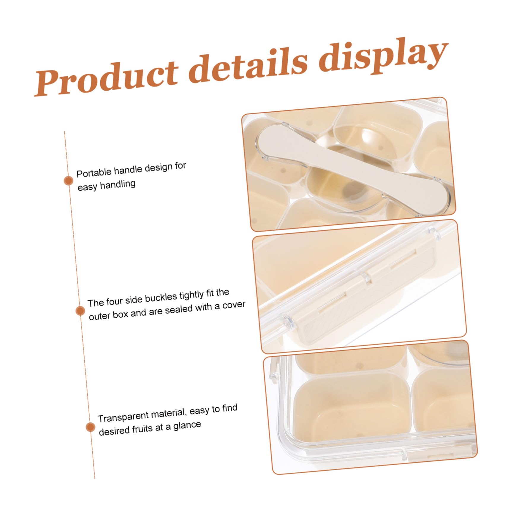 Contenitore per Alimenti Organizer per Frigorifero 9 Scomparti in Plastica Trasparente in Pet e Pp, per Conservare Frutta e Cibi Chiusura Ermetica nel Freezer