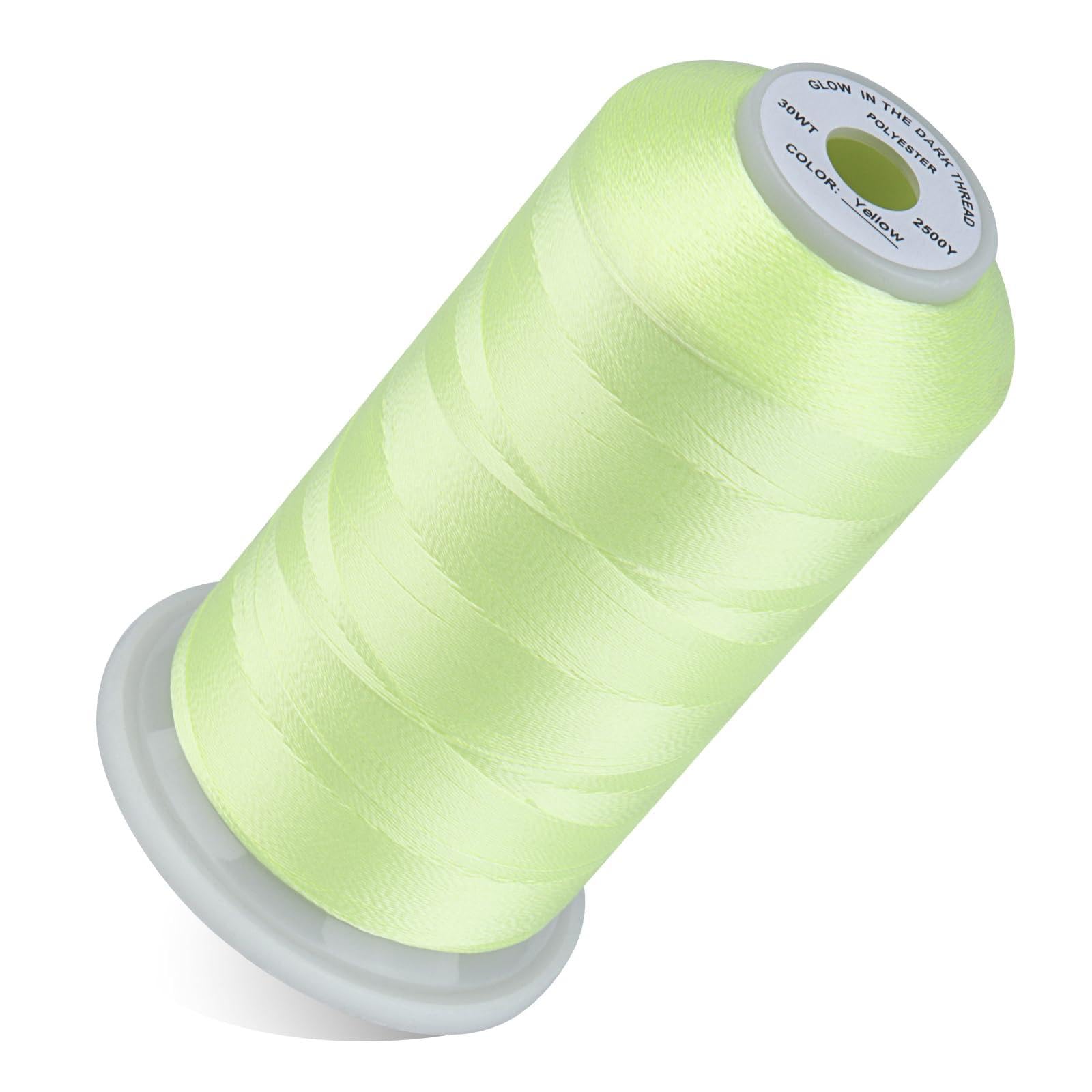 Simthread Glow in Dark Thread 2500 Yards 30WT Light Yellow