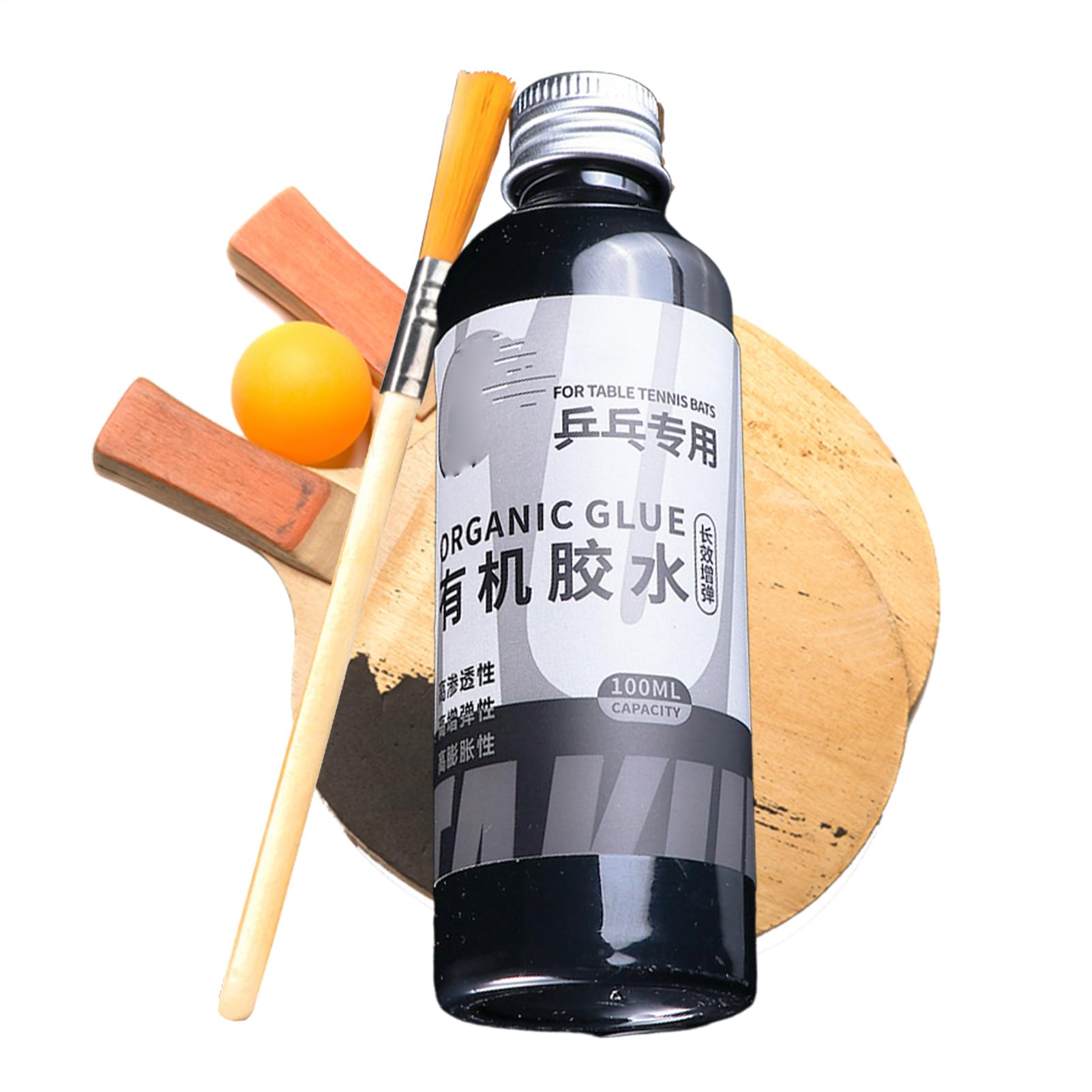 Pegamento de goma para raqueta de tenis de mesa, con cepillo especial, juego de adhesivos profesionales para bate de mesa para entrenamiento diario y uso en competición, 100 ml (paquete de 2)