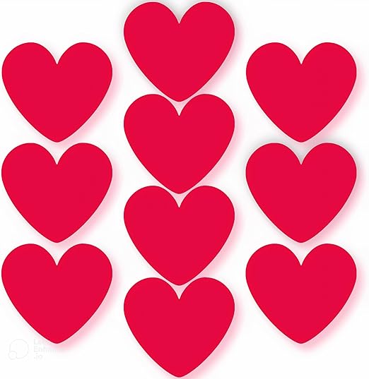 Unique Red Heart Paper Cutouts-5" | 10 Pcs, 5" x 4.5"