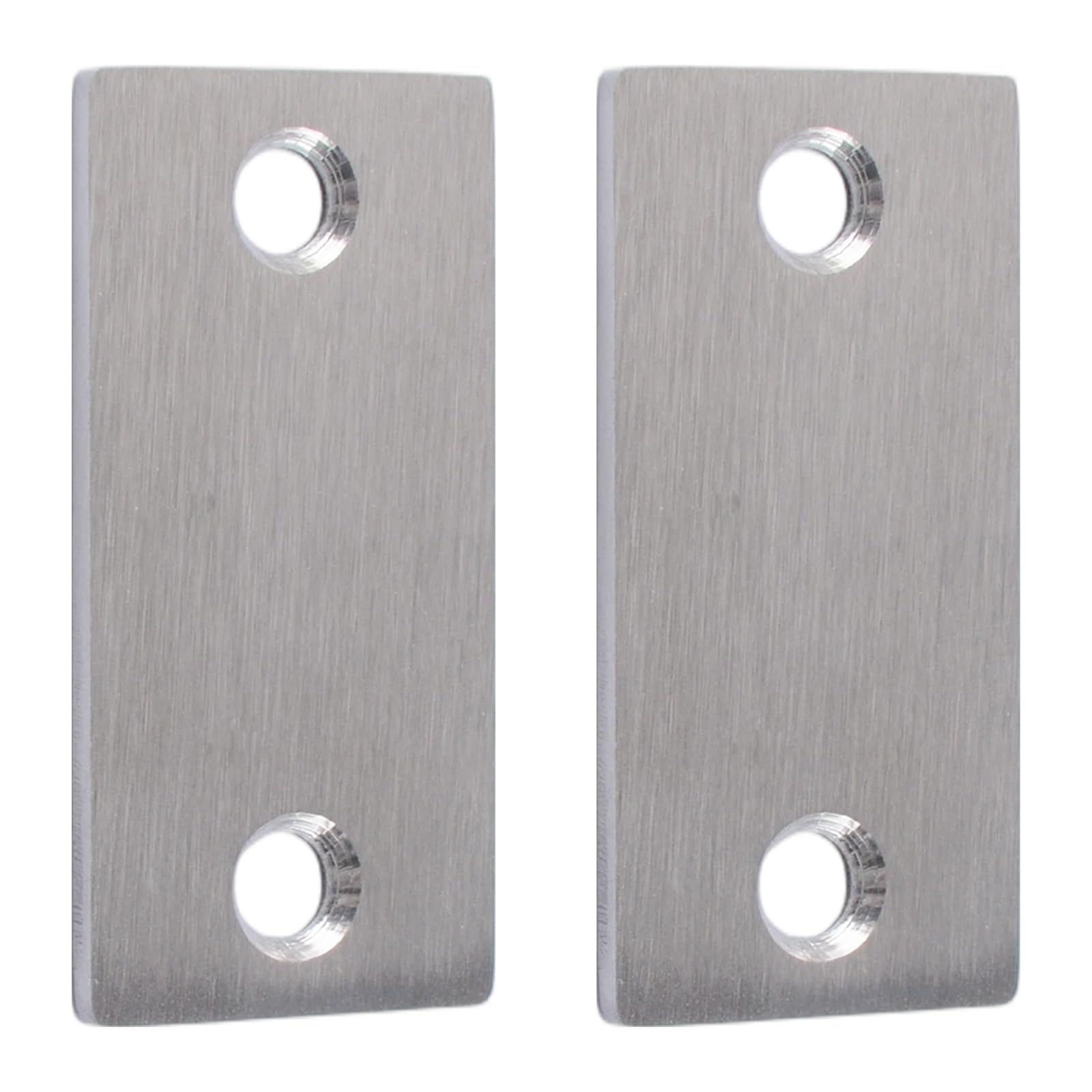 UFURMATE Stainless Steel Door Filler Plate 2Pcs Silver Deadbolt Strike Repair Plates 1-1/10" x 2-1/4" Teel Door Edge Hole Cover Plate with Screws and Wood Dowels