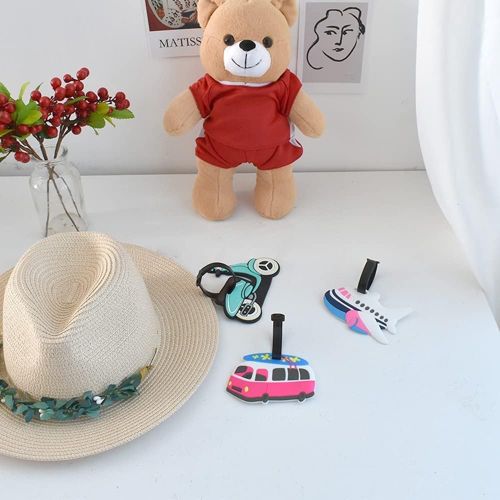 6 Pcs Kids Luggage Tag Cute Multi-Style Airplane Trip Identity Label with Loop Suitcases Travel Bags School Bags Luggage Tag - Image 3