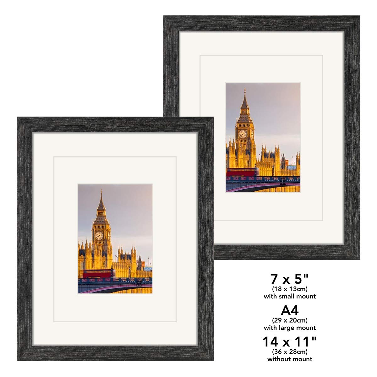 Buy NUOLAN A4 Photo Frame Set of 2 with 4 Mats, 14x11 Weathered Black