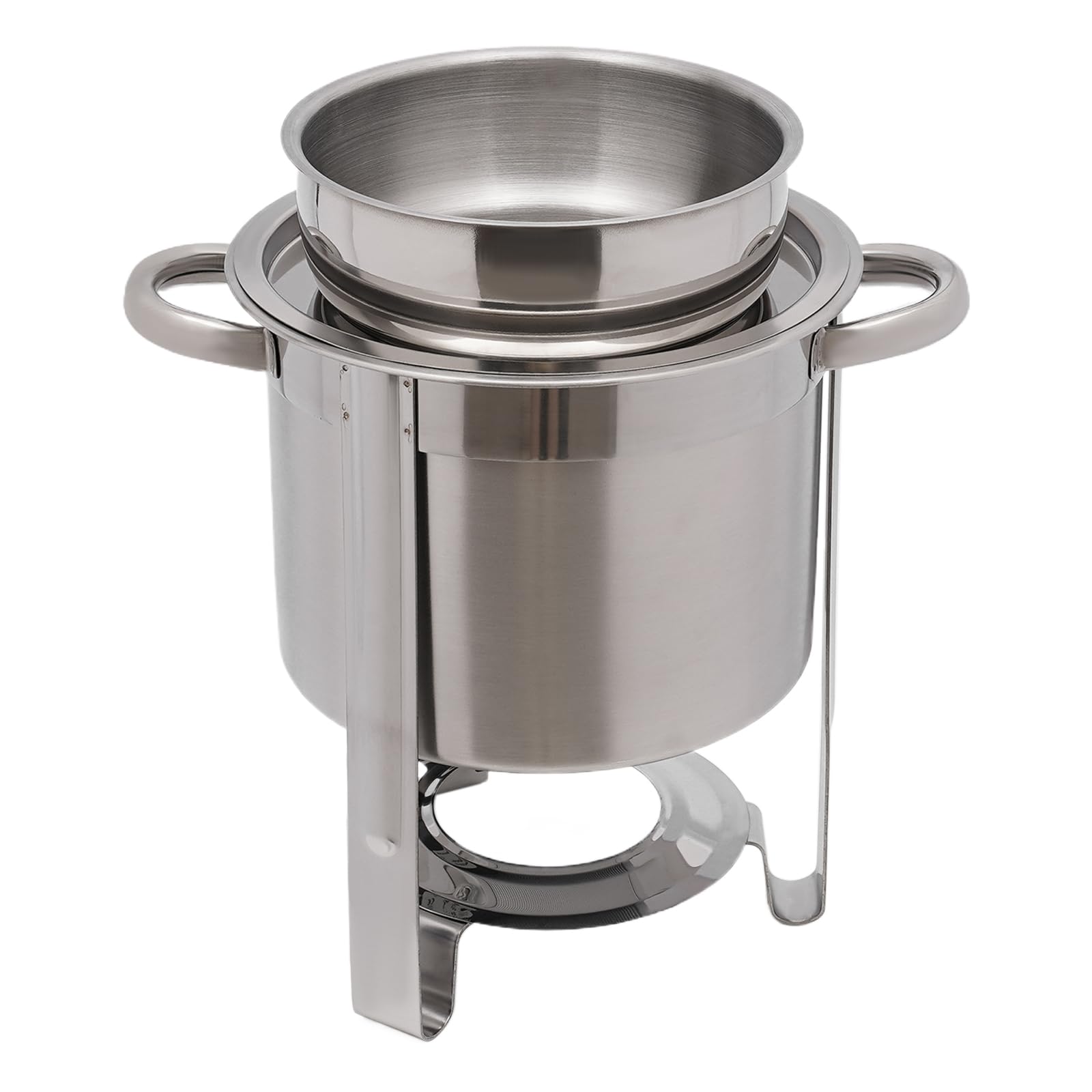 CNCEST Chafing Dish Buffet Set, 4.23 QT Stainless Steel Round Soup Warmer with Electric Heating Plate, Large Soup Chafer with Pot Lid and Frame for Catering Parties Events Banquets (4L)
