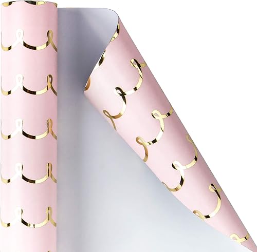 Miniatura 4 de WRAPAHOLIC - Papel de regalo Jumbo rosa para bodas - 30 pulgadas x 33 pies - Papel de regalo de cumpleaños con foil para cumpleaños, bodas, baby