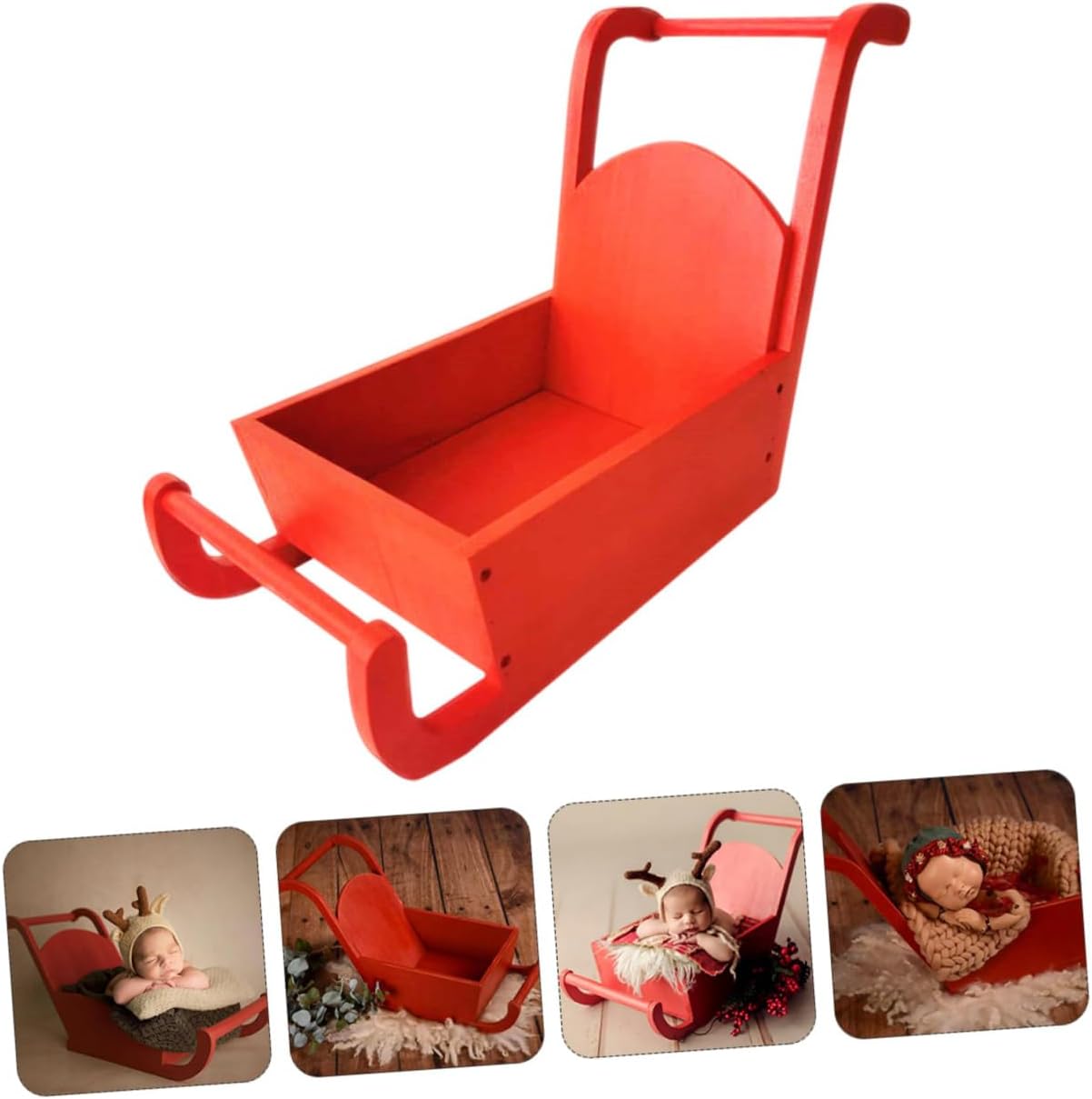 1Pc Newborn Christmas Sled Photography Prop for Photo Shoot Sleigh Decoration for Xmas Durable Smooth Surface for Memorable Moments