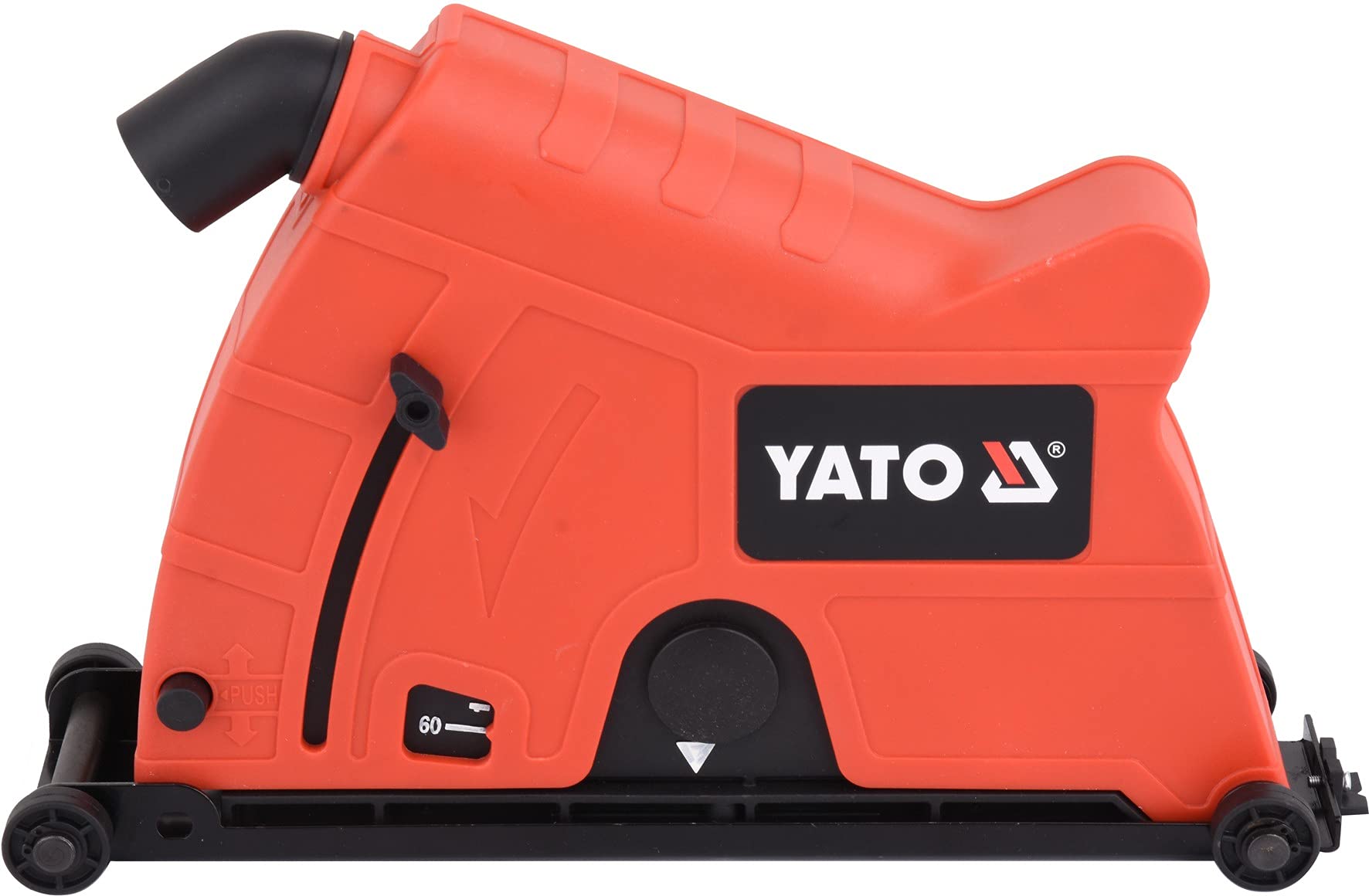 YATO Cubierta de extracción universal profesional para amoladora angular para separar y cortar, 230 mm, alojamiento M14, ajuste de profundidad sin niveles, separación sin polvo, incluye adaptador de