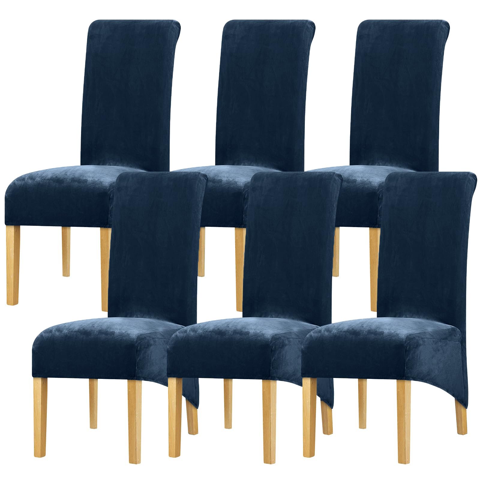 Leorate Velvet Dining Chair Covers: Thick High Back Velvet Chair Slipcovers Stretch Fabrics Cover For Large Chair Washable Removable Chair Cover For Home Decor (Pack of 6