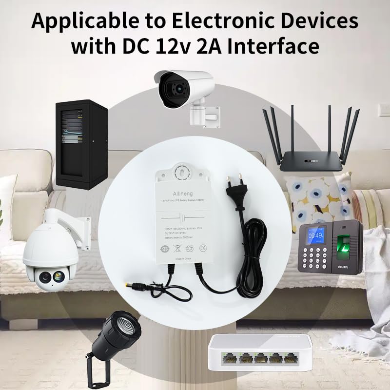 Joselin UPS 12V 2A Con Spina EU, Alimentazione Ininterrotta Per Router Wi-Fi, Modem E Telecamere Di Sicurezza, Batteria Di Backup