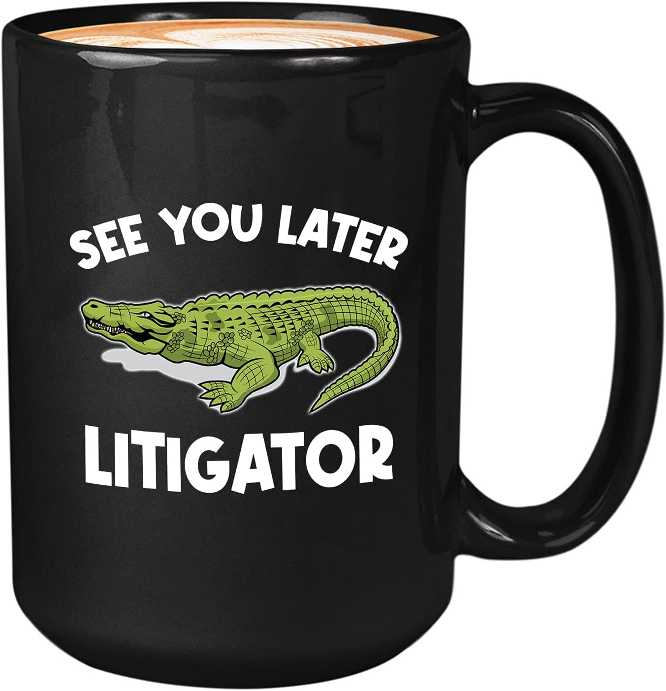 Bubble Hugs Lawyer Coffee Mug 15oz Black - See You Later Litigator - Law Graduation Solicitor Advocation Legal Adviser Attorneys Paralegal
