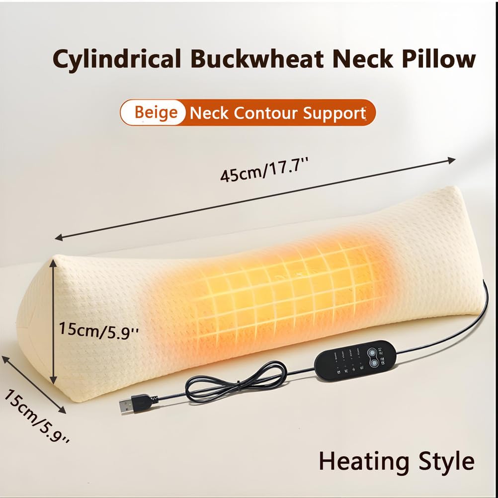 Regulowane poduszki pod szyję z gryki, poduszka grzewcza do kręgosłupa szyjnego, ergonomiczne wsparcie, prezent na Dzień Ojca/Dzień Matki/Boże Narodzenie,Beige hot compress style