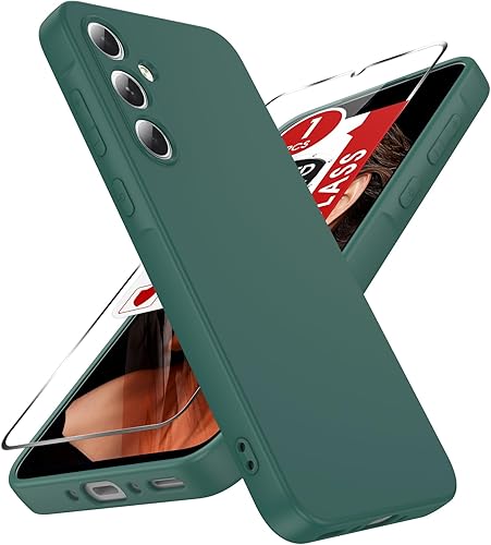 LeYi Funda para Galaxy-A35-5G Funda Samsung A35 5G con protector de pantalla de vidrio templado, funda protectora antiarañazos a prueba de golpes